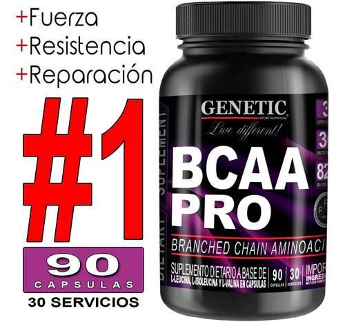 N°1 Bcaa Pro 120 Caps Genetic Crecimiento Muscular Definido