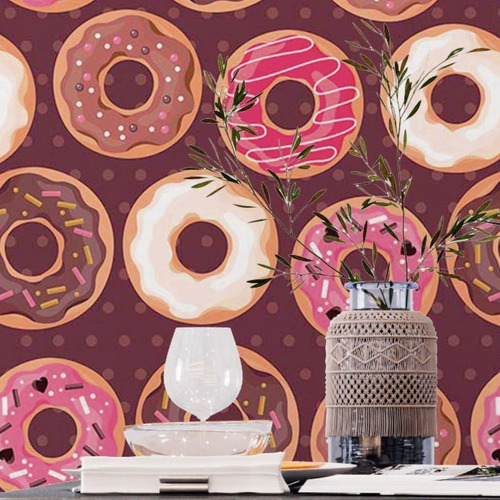 Imagem 1 de 5 de Papel De Parede Adesivo Donuts Doces N018007 0,58x3m