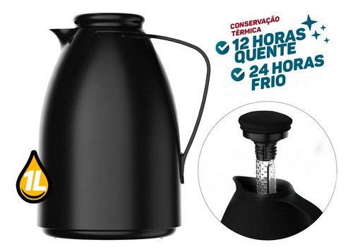 Garrafa Termolar Bule Luna 1l Rosca Com Infusor