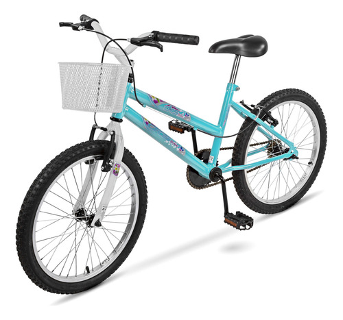 Bicicleta Aro 20 Dks Infantil Menina Criança Mtb Com Cesta Cor Tiffany