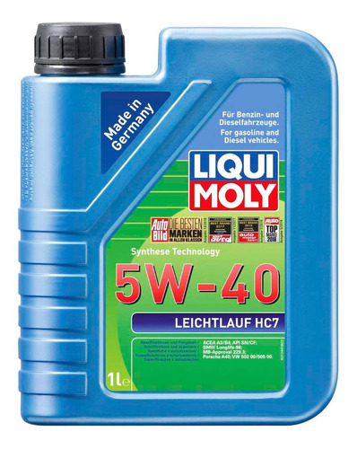 Aceite Sintetico 5w40 Para Motor Liquimoly Leichtlauf Hc7 1l