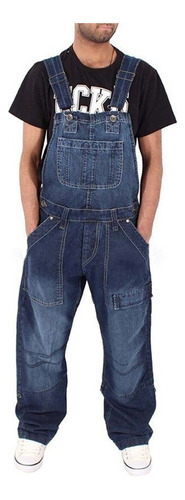 Mono De Babero Cargo Para Hombre Con Pantalones Vaqueros Gra