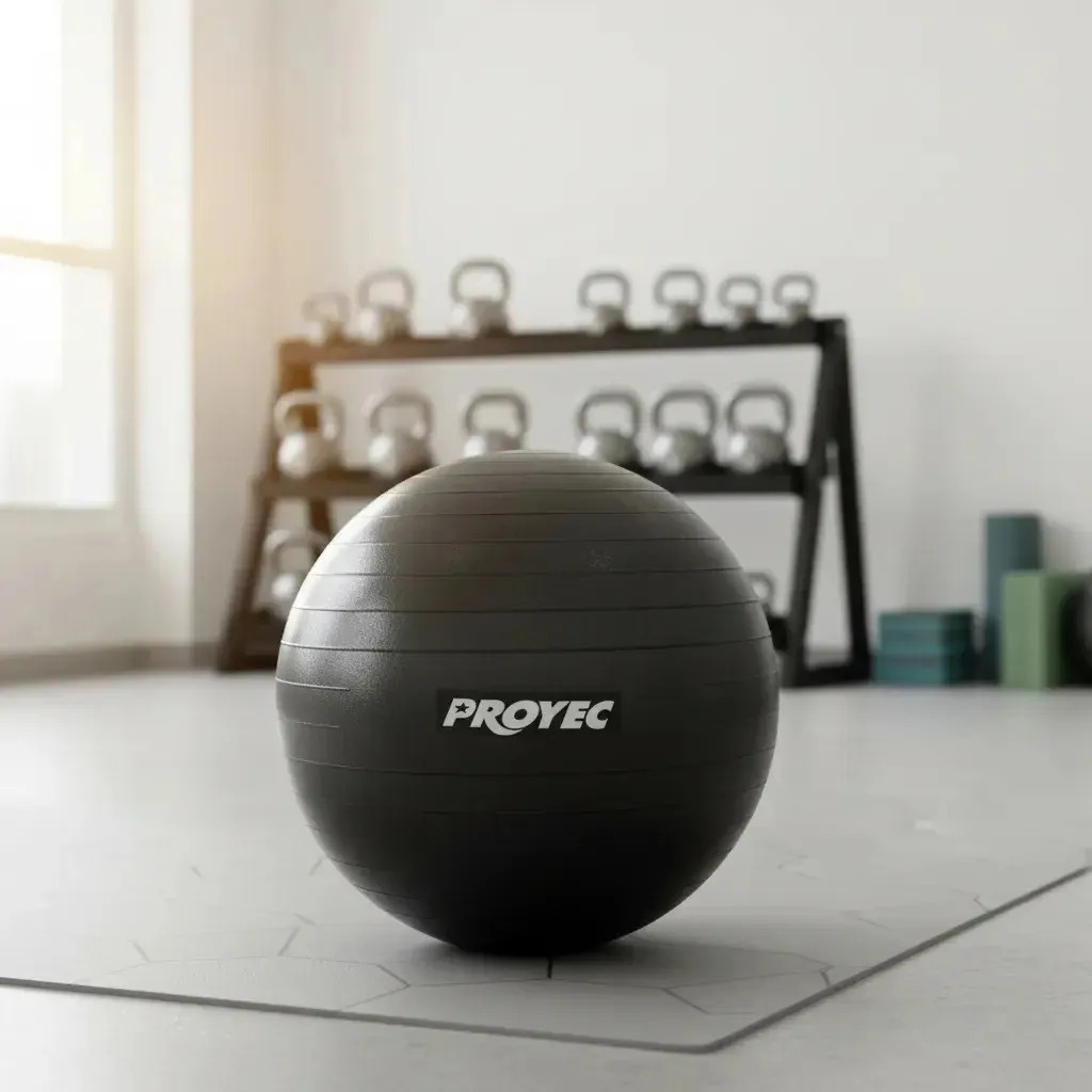 Pelota Proyec Gym Ball 65 Cm Reforzada Pilates Color Negro