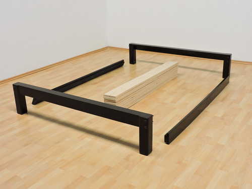 Base Para Cama Queen Size Tradicional Desarmable Laca Color Negro Muebles Gm