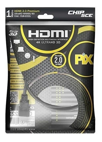 Cabo Hdmi 2.0 Gold 4k Ultrahd 19pinos 3d Hdr Pix 1 Metro   