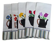 Comprar Panos De Prato Bordados Jarras Antiguidade Artesanal À Mão