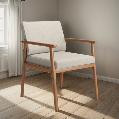 Poltrona Premium Up Com Base De Madeira Linho Várias Cores