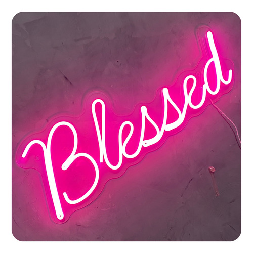 Painel Neon Led Blessed Abençoada Decoração Instagramavel