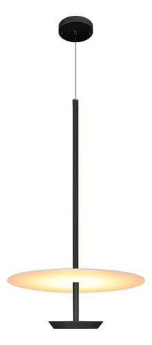 Pendente Led Disco Rebatedor Luz Indireta Preto Pd2144