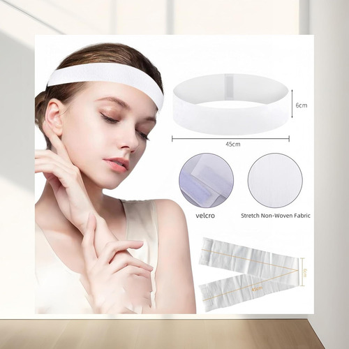 100 Cinta Para Cabeza Elástica Desechable Para Faciales Spa