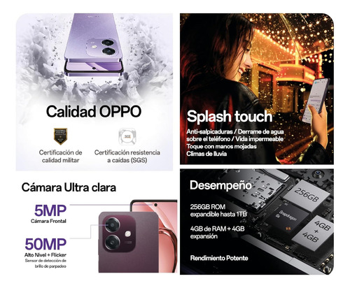 Oppo A80 5g 256 Gb 8 Gb Ram Dual Sim Cámara Dual 50 Mpx Negro