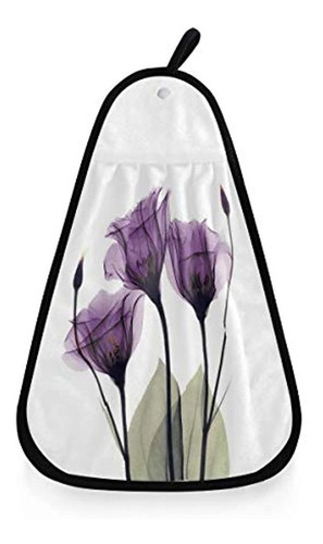 Imprimir Elegante Tulipan Flor Morada Toalla Colgante De Co