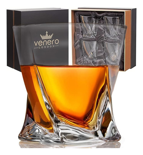 Venero Vasos Whisky Cristal Juego 4 Vasos Bourbon En Caja Re