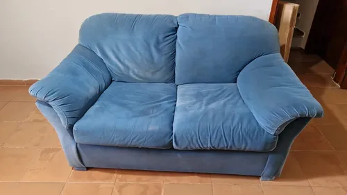 Sillón Dos Cuerpos Usado Azul Liso