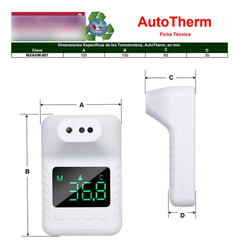 Termómetro De Fácil Instalación, Mxahm-001, Pantalla Lcd, Te