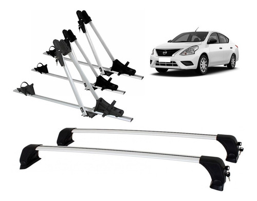 Rack De Teto Nissan Versa + 3 Transbike Sanremo Kiussi