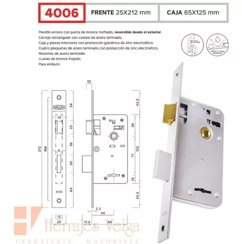 Cerradura Puerta Trabex 1025 Exterior Seguridad 2 Llaves