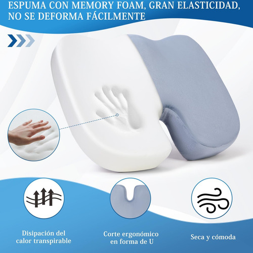 Cojín Asiento Espuma Viscoelástica, Cojín Asiento Ergonómico