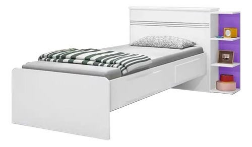 Cama 1 Plaza Premium + Baul + Cajones + Repisa + Respaldo