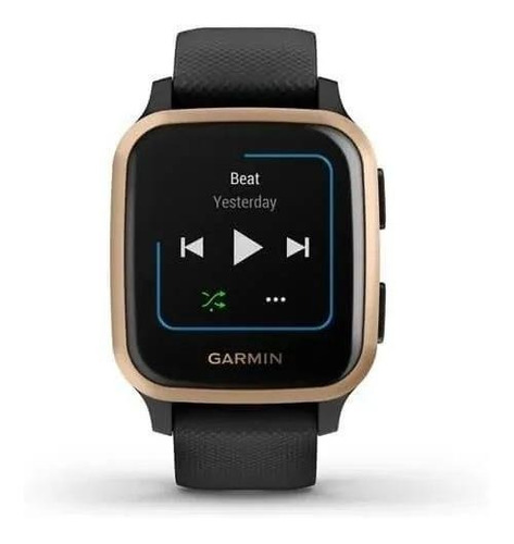 Smartwatch Garmin Venu Venu Sq - Music Edition 1.3" caja 40mm de  polímero reforzado con fibra  black, malla  black de  silicona y bisel  rose gold de  aluminio anodizado