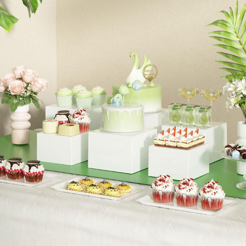 E 7 Pçs Buffet Riser Comida Riser Com Fundo Oco Expositor