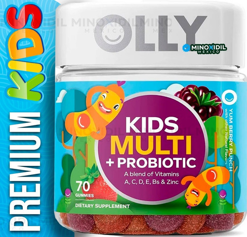 Imagen 1 de 5 de Olly Niños Kids 4+ Multivitamínico + Probióticos 70 Gomitas Sabor Berrys