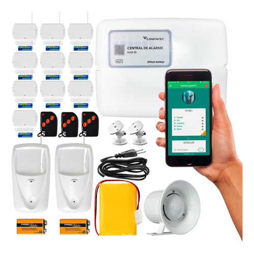Kit Alarme Wifi Compatec Casa Comercial App iPhone Android