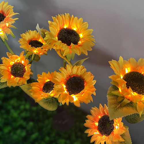 Luz Solar Led Lámpara De Girasol Flores Jardín Artificiales