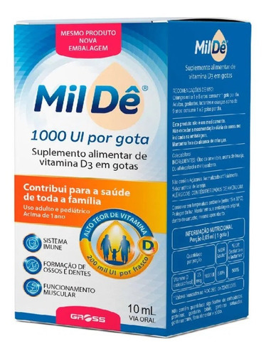 Suplemento Vitaminico D3 Milde 1000 Ui Por Gota 10ml