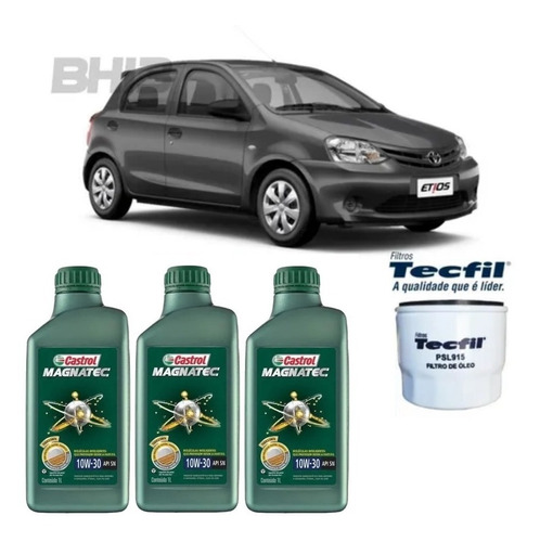 Kit Troca Castrol 10w30 Etios 1.3 1.5 2012 A 2015 Psl915