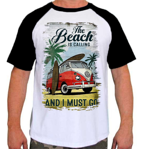 Camiseta Raglan Kombi Surf Praia The Beach 23