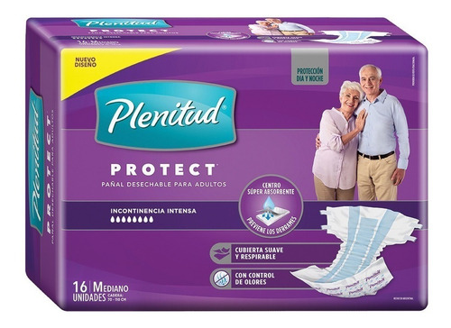 16 Pañales Adulto Plenitud Protect Med, Gde Y Xg