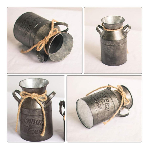 . Jarrón Vintage Antiguo Y Elegante, Lata De Leche De Metal