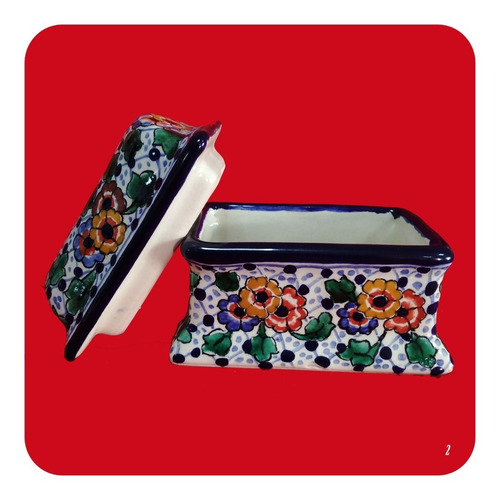 Imagen 4 de 4 de 2 Alhajeros Cofre De Talavera Poblana Barroca 12x10cm M2 Lhj