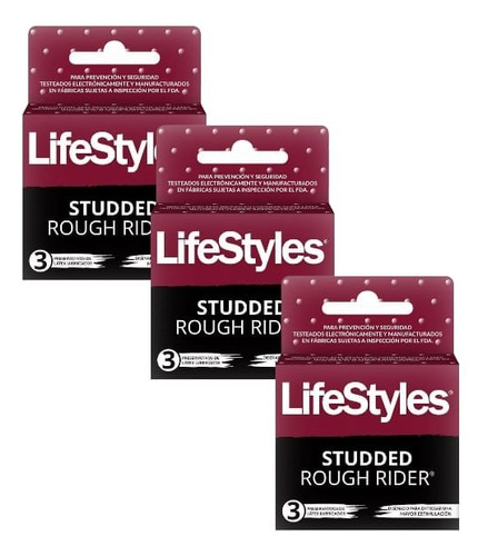 Pack 9 Preservativos Lifestyles Studded Rough Ridder 3und