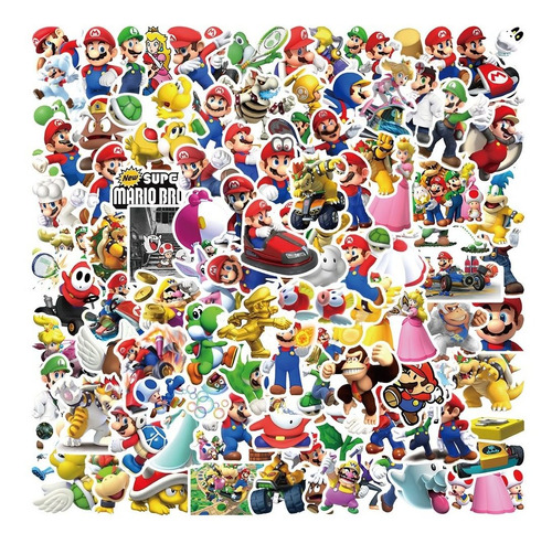  50 Stickers Impermeables Mario Bross