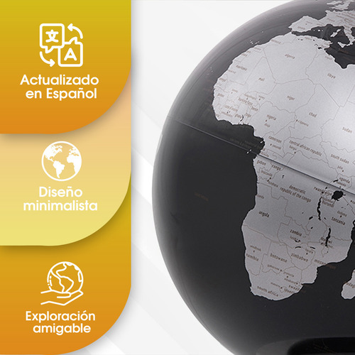 Atmosphere Iglobe Black globo terráqueo en español 25cm base de acero