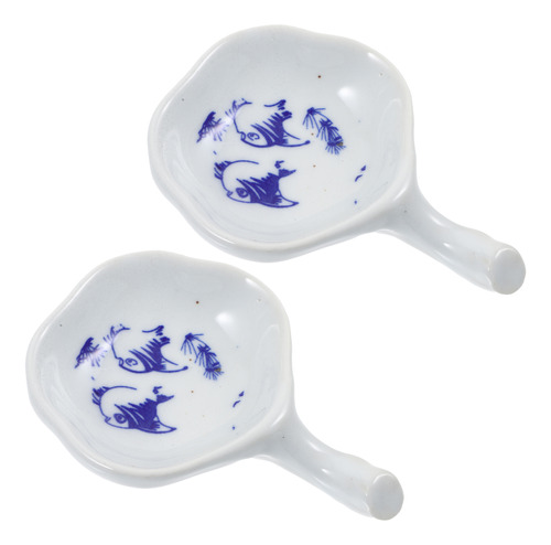 Prato De Tinta Aquática De Porcelana Azul E Branca Mini 2 Un