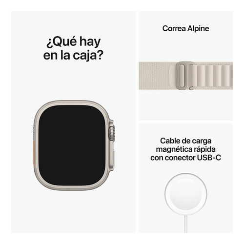 Imagen 9 de 9 de Apple Watch Ultra GPS + Celular - Caja de titanio 49 mm - Correa Loop Alpine Blanco estelar - M