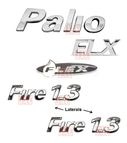 Emblemas Palio Elx Flex + Laterais Fire 1.3 - 2004 À 2007
