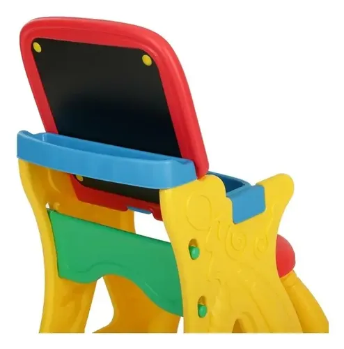 HOMASIS Caballete Con Silla Y Pizarra Ajustable – Mesa Multiusos Azul Y Amarillo – Ideal Para Niños De 1 A 8 Años