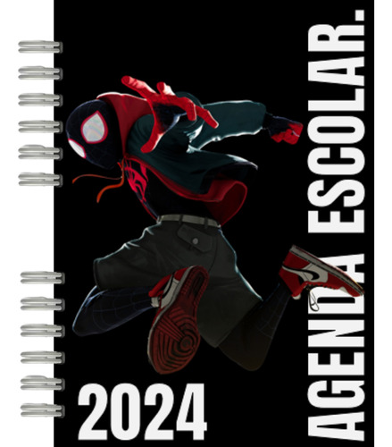 Agenda Escolar Spiderman Miles + Chapita De Regalo