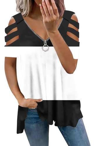 Camiseta Holgada De Manga Corta Con Cuello En V Moderno De C