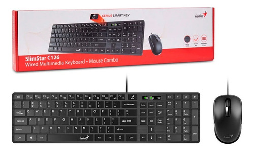 Combo Teclado Y Mouse Genius Slimstar C126 Usb Español Negro