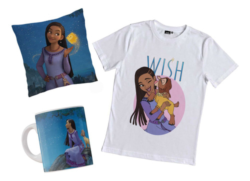 Remera Wish Pelicula Disney Deseos Combo Con Taza Almohada