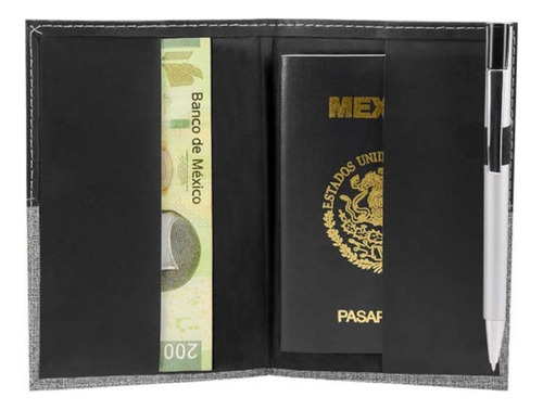 Porta Pasaporte Broome Promoopcion Unisex Gris Diseño De La Tela Liso