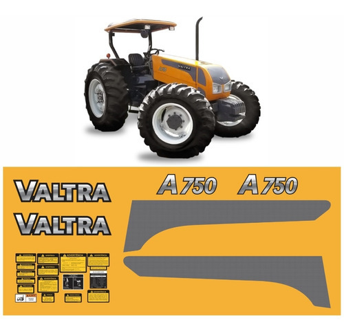 Kit Adesivo Faixas Compatível Trator Valtra A750 + Etiquetas