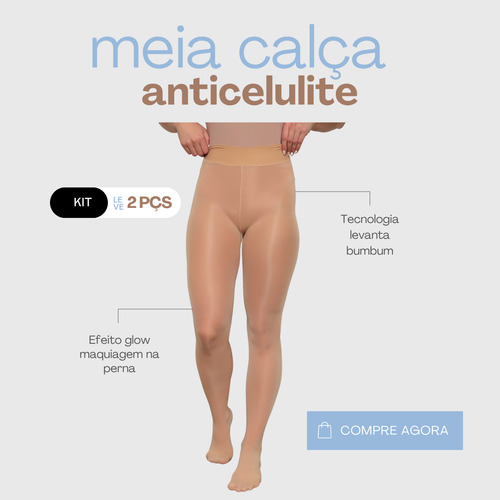 Kit Meia Calça Bege E Preta Anticelulite Resistente 36/46 Bege Un Veste Do 36 Ao 46