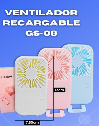 Mini Ventilador Recargable Portátil Gs-08 