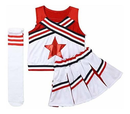 Tiaobug Girls Cheer Leader Costume Soccer Carnival Party Out